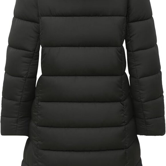 Women Waterproof Long Winter Coat Thickened Down Alternative Black Puffer Jacket - Picture 3 of 5